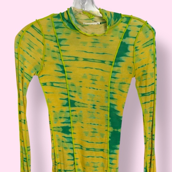 Wilfred Tops - Wilfred Aritzia Tie Dye Fitted Long Sleeve Top Green Yellow XXS Stretch